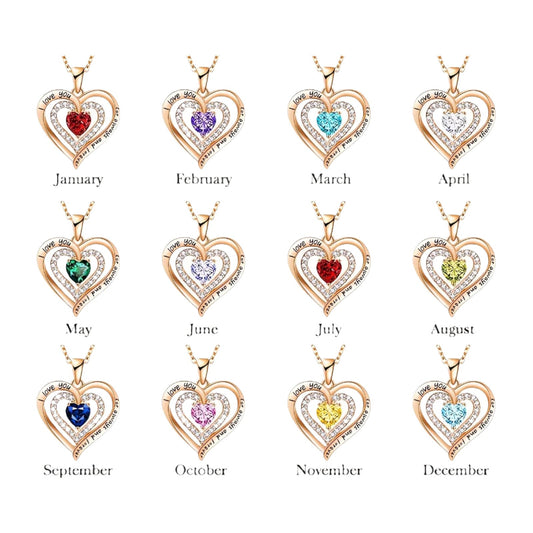 12 Birthstone Heart Shaped Heart to Heart Necklace